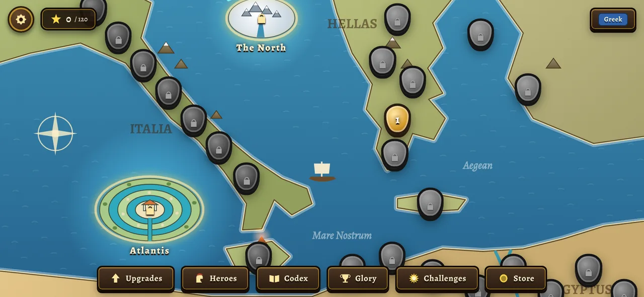 The world map showing Italia, Hellas, Aegyptus, the isle of Atlantis and the North