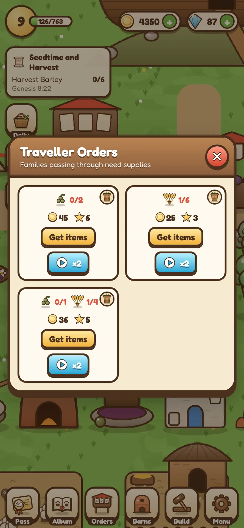The Traveller Orders board with orders from families passing through